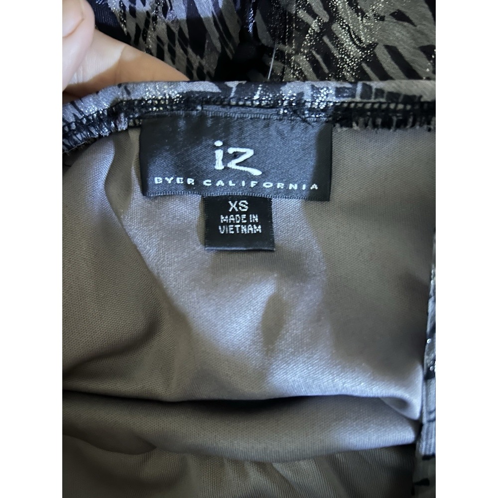 IZ Byer California XS Black Silver Chiffon Babydoll Top Rhinestone Buckle Y2K - Picture 3 of 4